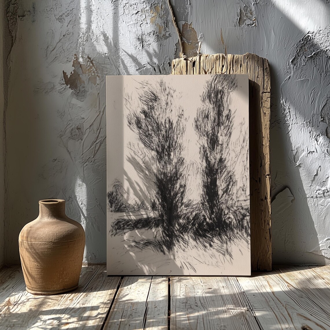 Whispering Trees In Monochrome Shadowy Grove Sketch Wall Art Ai Generated Ai Art Black And White Art - Image 6