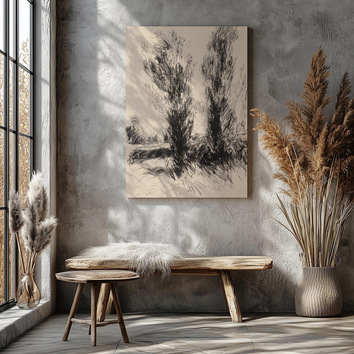 Whispering Trees In Monochrome Shadowy Grove Sketch Wall Art Ai Generated Ai Art Black And White Art - Image 7