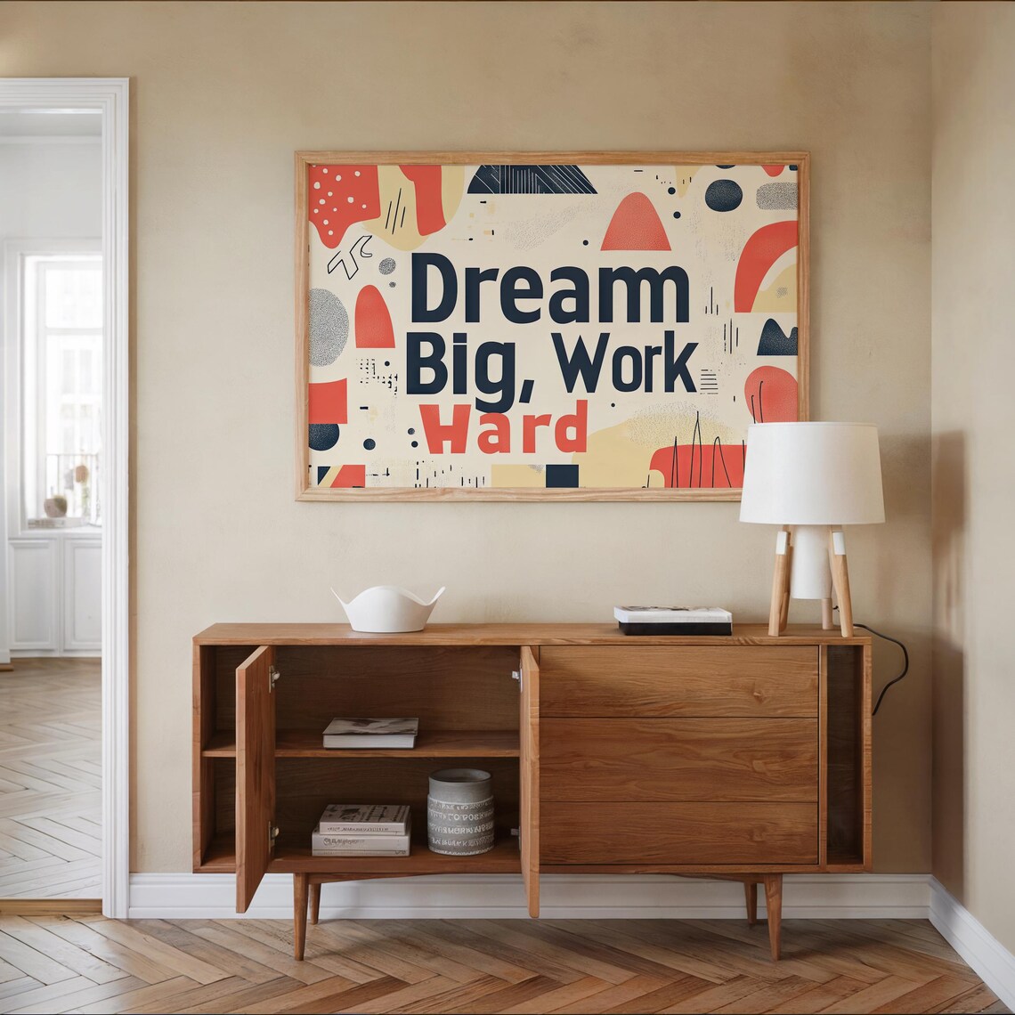 Dream Big Work Hard Modern Typography Print Motivational Quote Art Bold Minimalist Design Geometric Background - Image 8