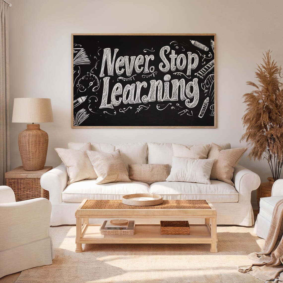 Never Stop Learning Chalkboard Quote Print Classroom Inspiration Wall Art Decor - Image 7