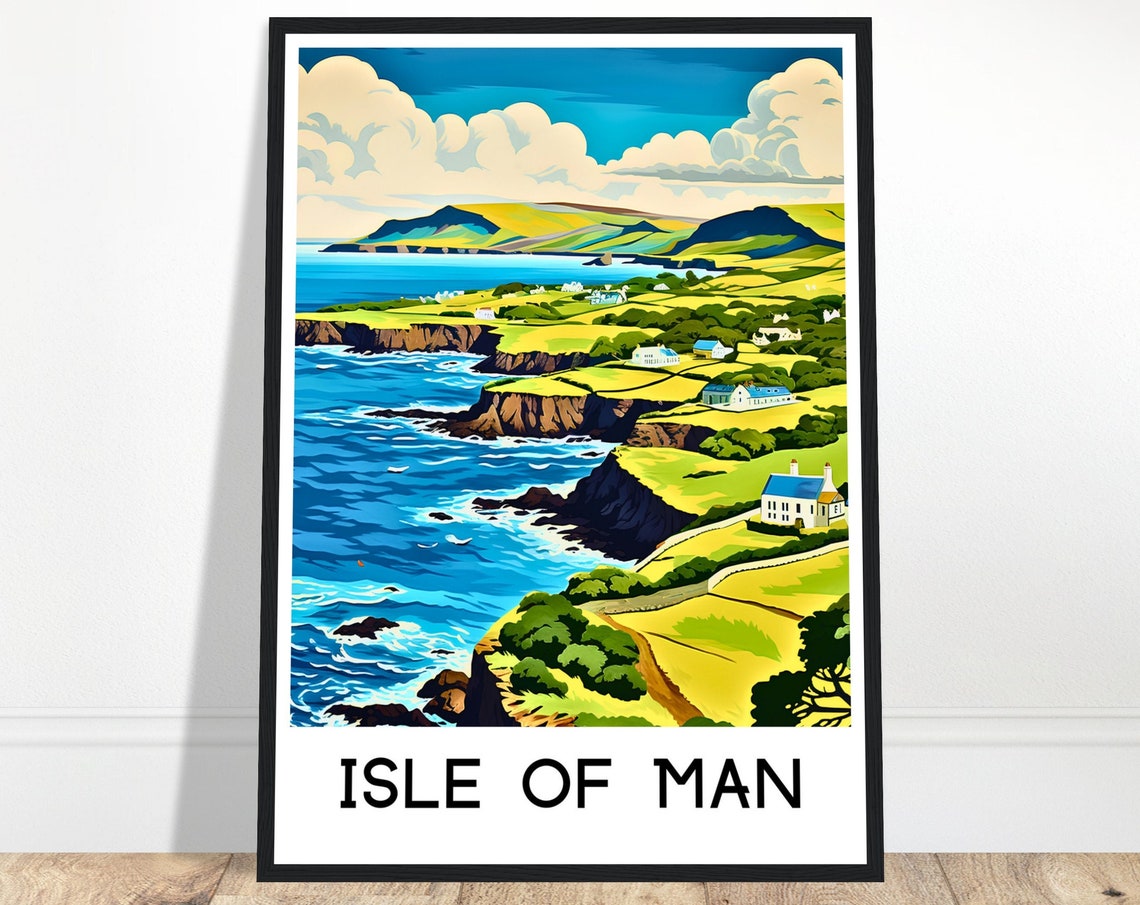 Isle Of Man Travel Print Isle Of Man Poster British Isles Print Isle Of Man Lover Gift Wall Hanging Art Home Decor Isle Of Man Illustration