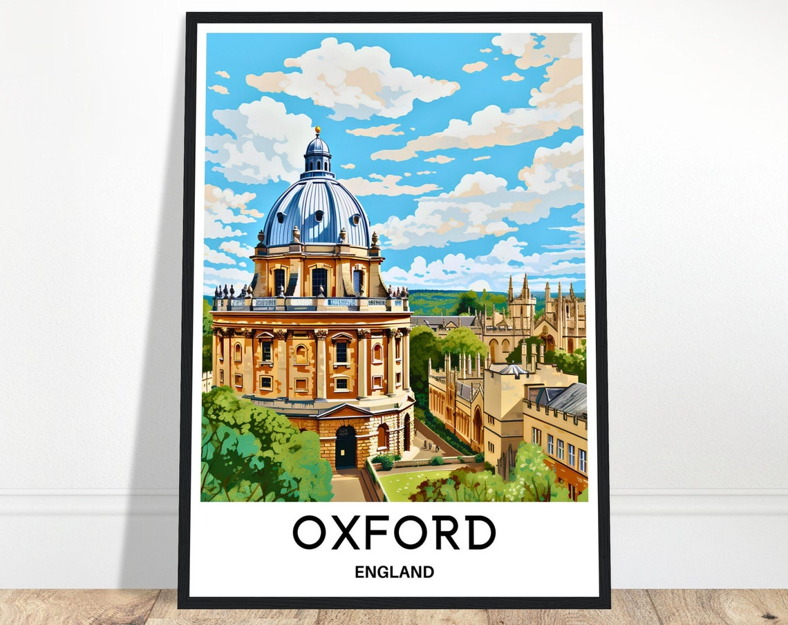 Oxford Travel Print Oxford Poster English Art Print England Lover Gift Wall Hanging Art Home Office Desk Decor Oxford City Illustration
