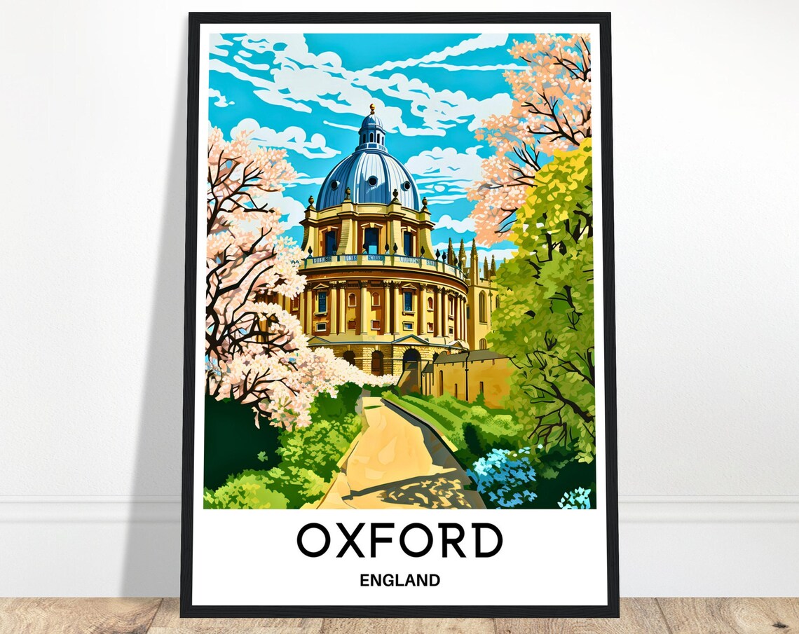 Oxford England Radcliffe Camera Spring Blossom Travel Poster