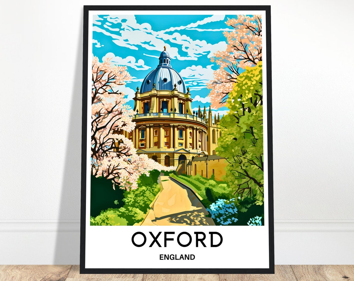 Oxford Travel Print Oxford Poster English Art Print England Lover Gift Wall Hanging Art Home Office Desk Decor Oxford City Illustration