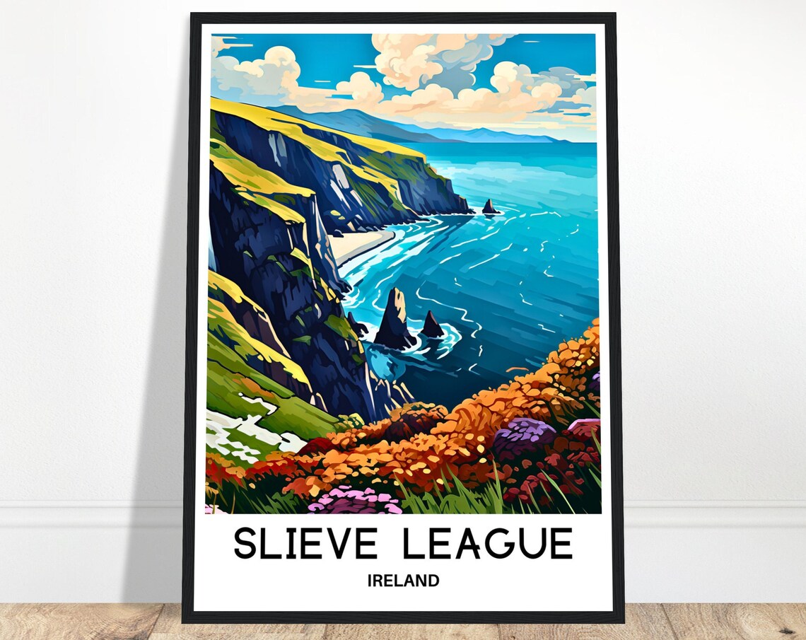 Slieve League Ireland Donegal Dramatic Sea Cliffs Travel Poster