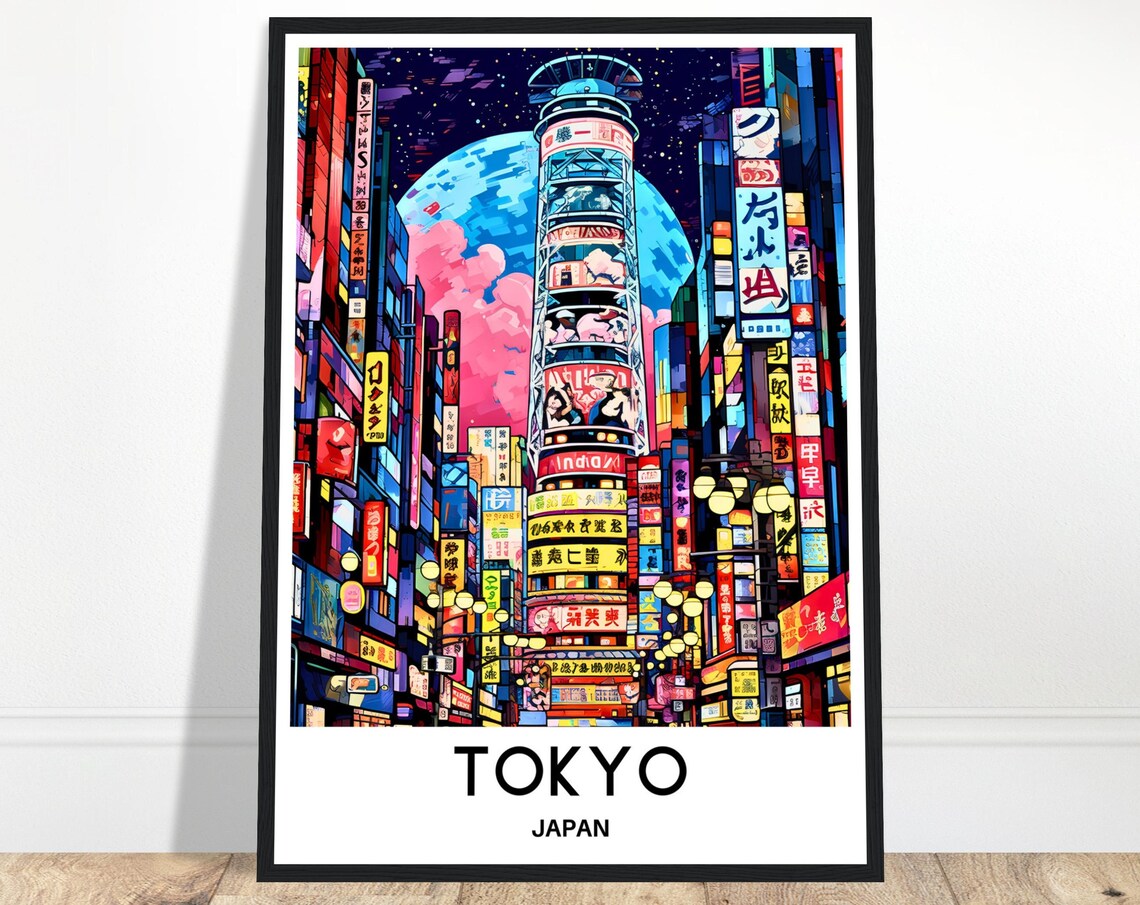 Tokyo Japan Neon Night Kabukicho Street Cityscape Travel Art Poster