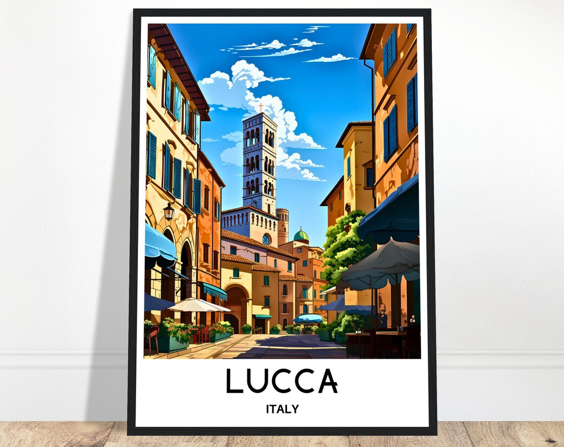 Lucca Travel Poster, Italy Lover Gift Art Print