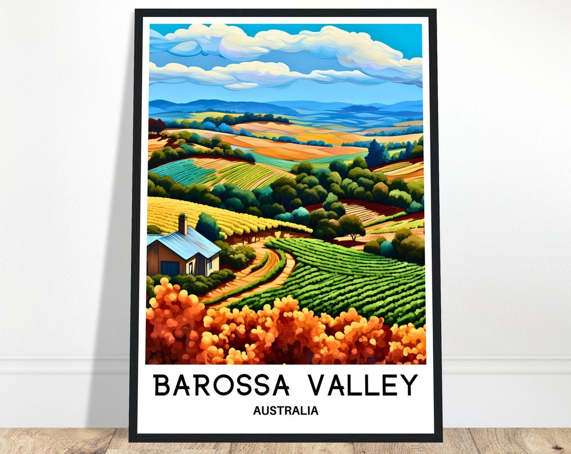 Barossa Valley Australia Rolling Vineyard Hills Travel Poster