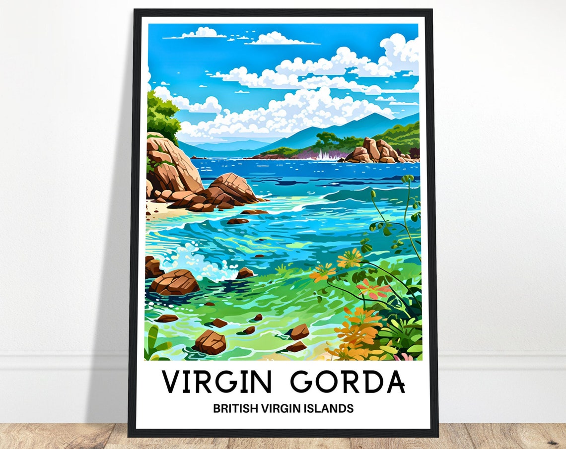 Virgin Gorda British Virgin Islands Turquoise Bay Travel Poster