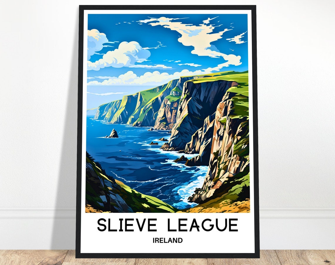 Slieve League Sea Cliffs Dramatic Coastline Ireland Travel Poster