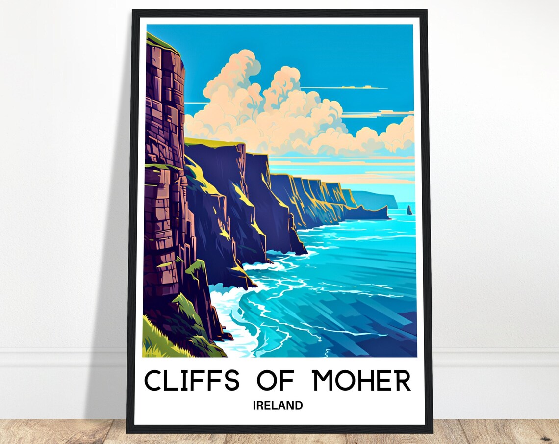 Cliffs of Moher Ireland Turquoise Sea Dramatic Coast Travel Poster