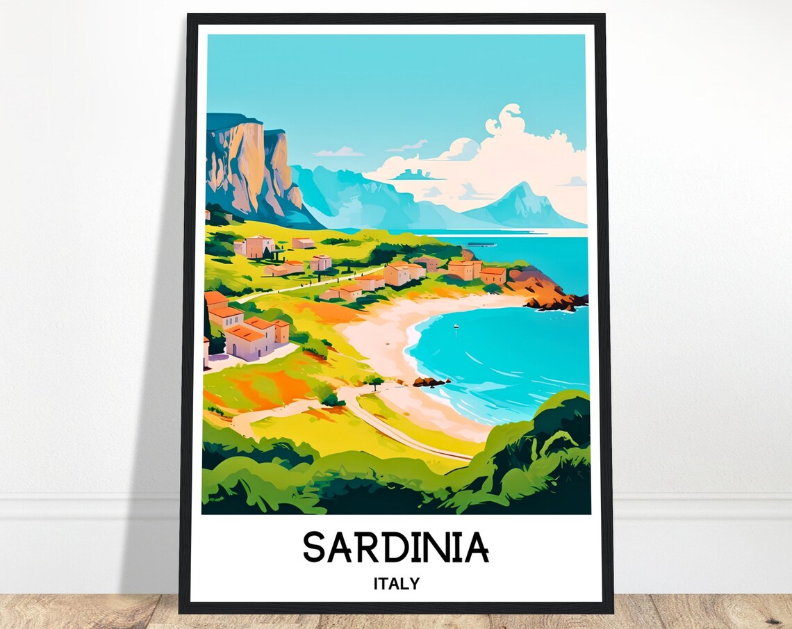 Sardinia Travel Poster, Italian Island Art Print