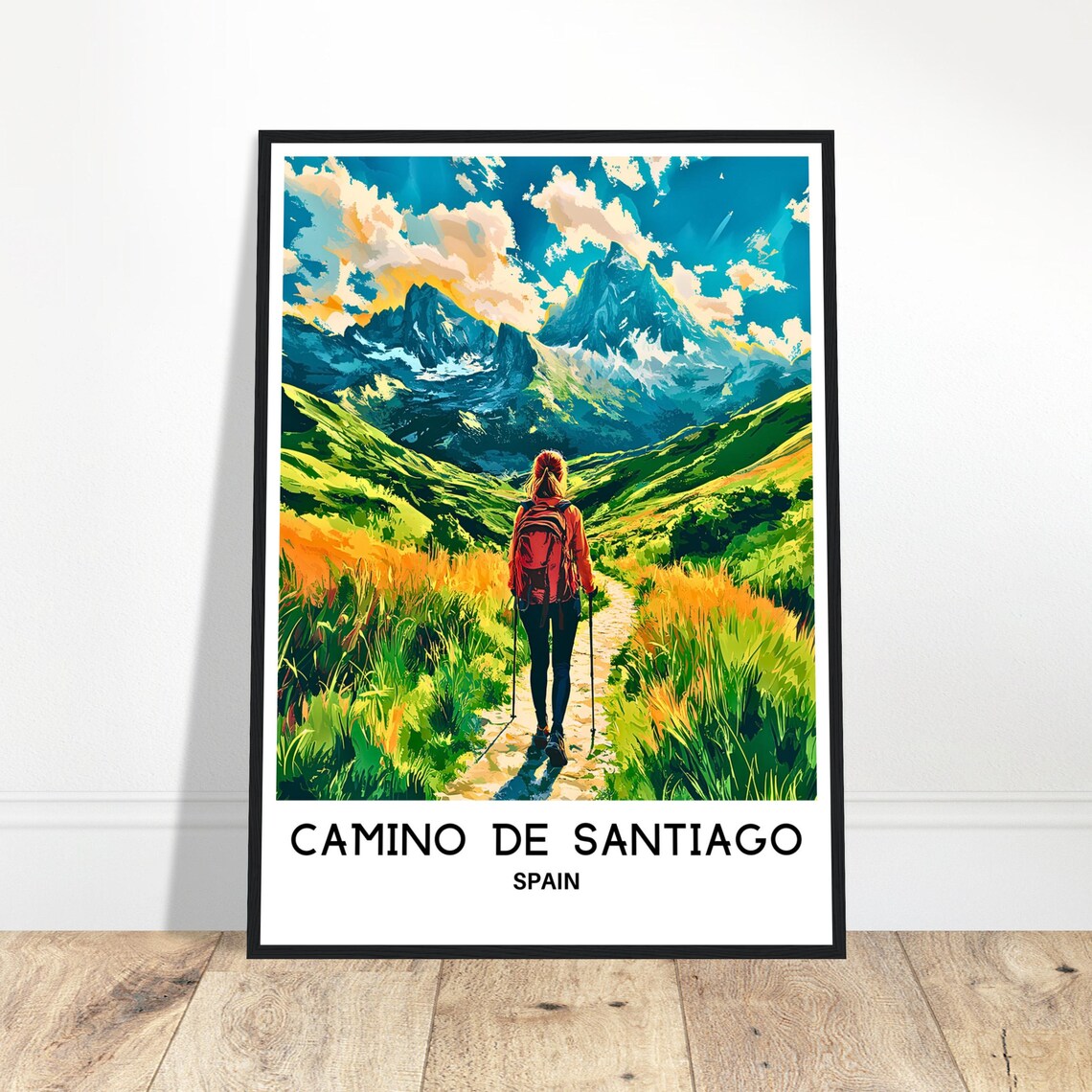 Camino De Santiago Spain Mountain Peaks Hiker Trail Journey Poster