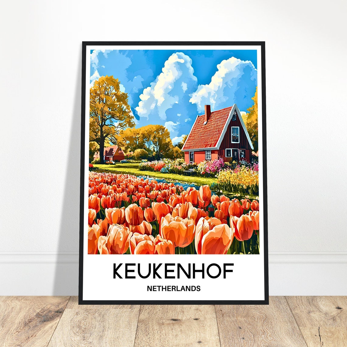 Keukenhof Travel Print Keukenhof Garden Poster Dutch Art Print Netherlands Lover Gift Italy Wall Hanging Art Home Decor Illustration
