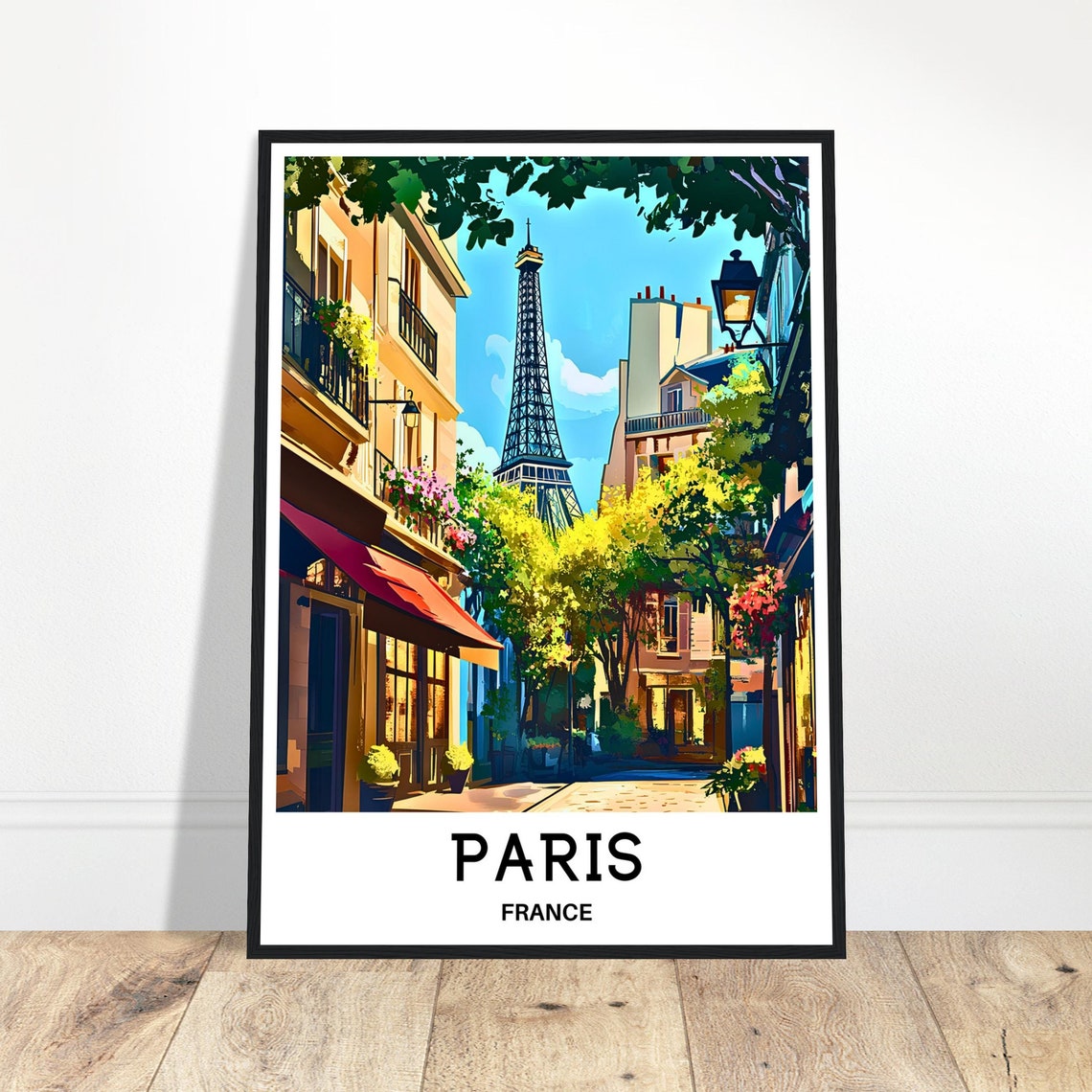 Paris France Eiffel Tower View From A Charming Old Street Poster