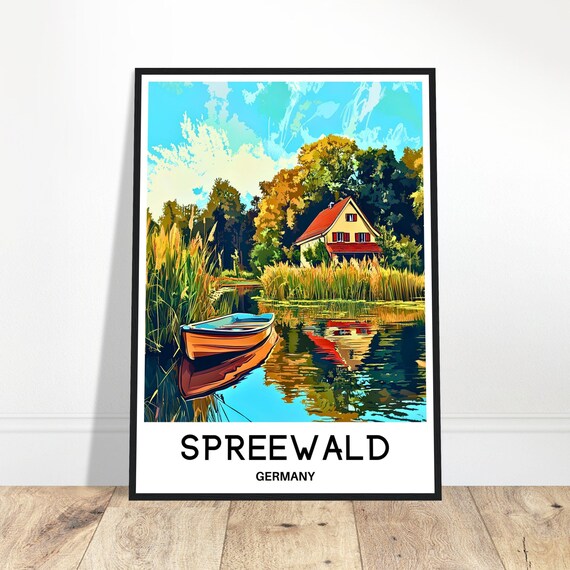 Spreewald Travel Print Poster German Art Germany Lover Gift Wall Hanging Home Office Decor Region Illustration