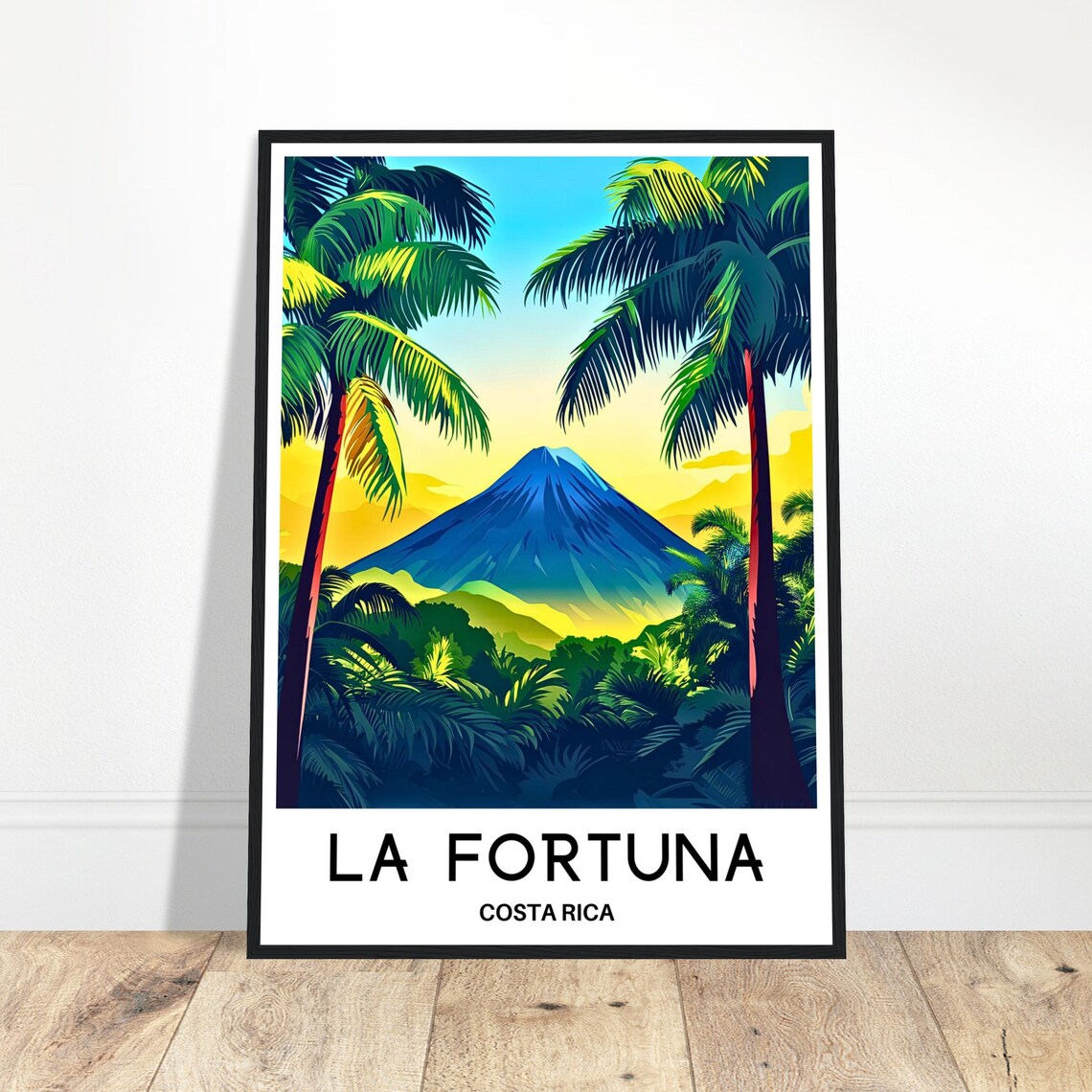 La Fortuna Costa Rica Arenal Volcano Palm Trees Travel Poster
