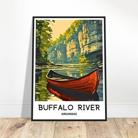 Buffalo River Travel Print Poster Art Arkansas Lover Gift Wall Hanging Illustration Home Office Desk Decor