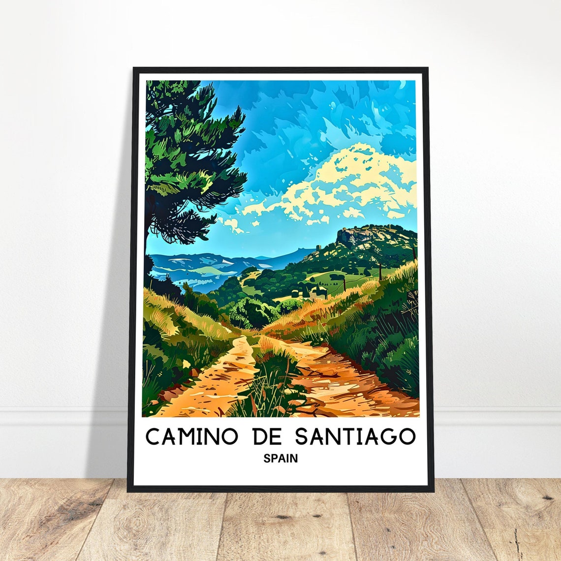 Camino de Santiago Pilgrim Trail Through Spain Travel Poster
