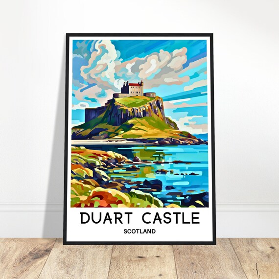 Duart Castle Travel Print Poster Scottish Art Scotland Lover Gift Wall Hanging Illustration Home Office Decor
