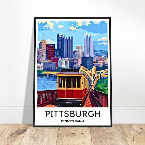 Pittsburgh Pennsylvania Incline Trolley Skyline Travel Poster