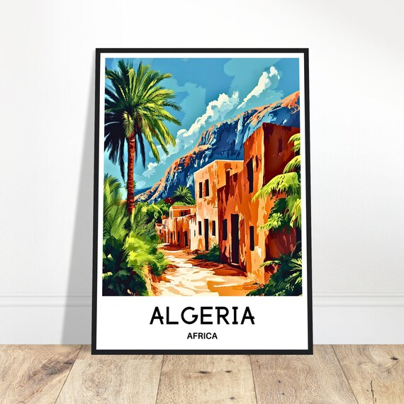 Algeria Travel Print Algeria Poster African Art Print Africa Lover Gift Wall Hanging Art Home Office Desk Decor Algeria Illustration