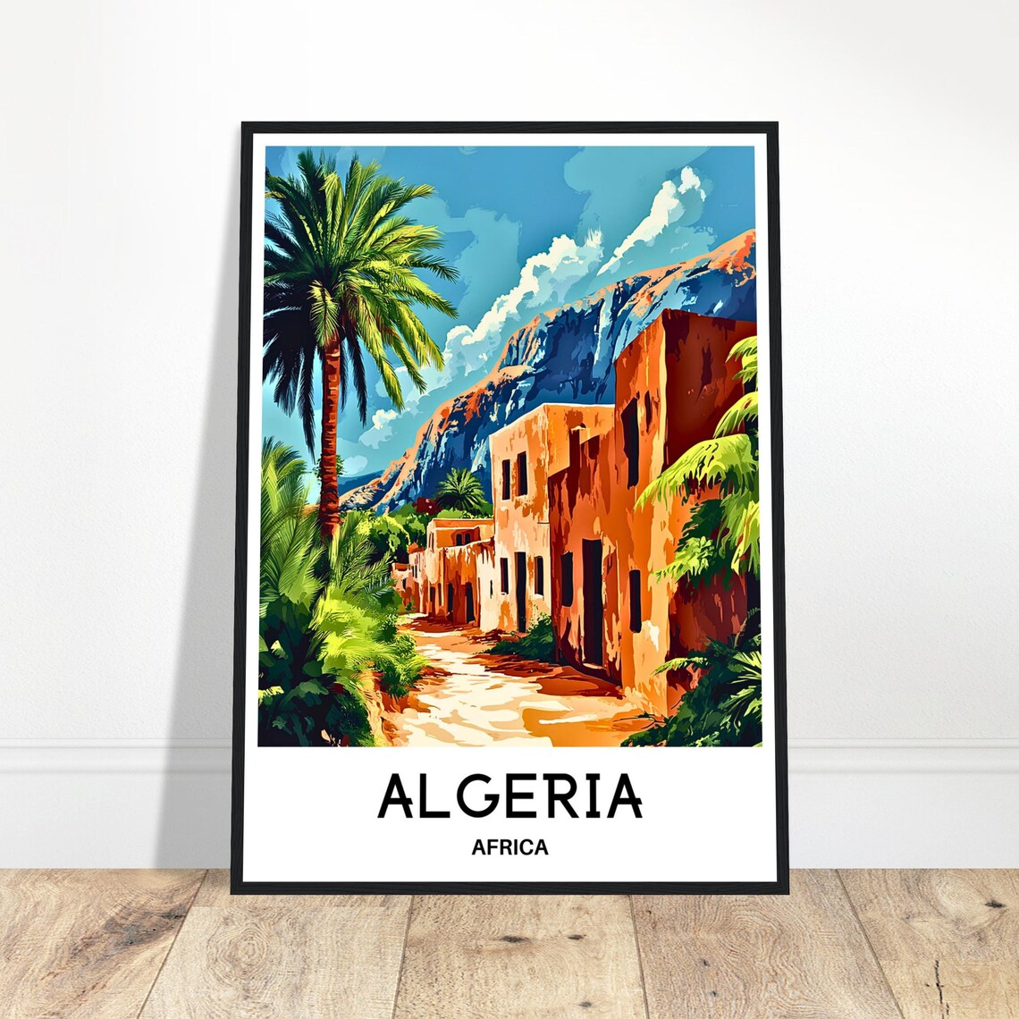 Algeria Africa Sun Baked Desert Oasis Village Travel Art Poster