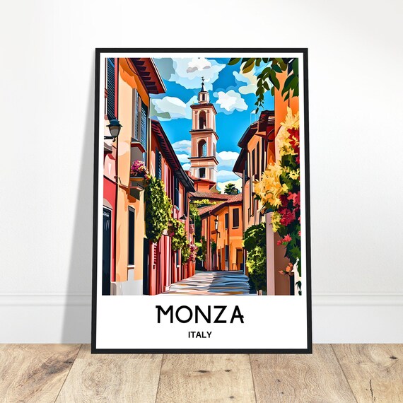 Monza Travel Print Poster Italian Art Italy Lover Gift Wall Hanging Home Office Decor City Illustration