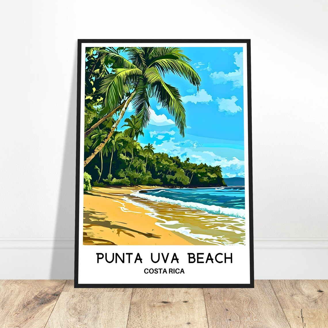 Punta Uva Beach Costa Rica Palm Trees Ocean Shore Tropical Travel Poster