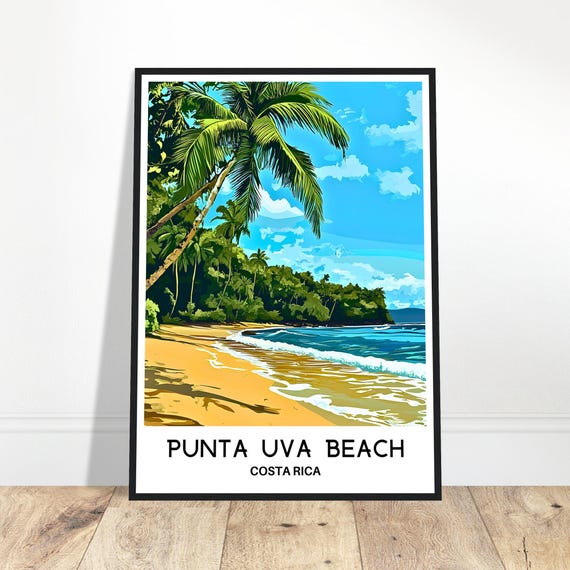 Punta Uva Beach Travel Print Poster Caribeban Art Costa Rica Lover Gift Wall Hanging Illustration Home Room Decor