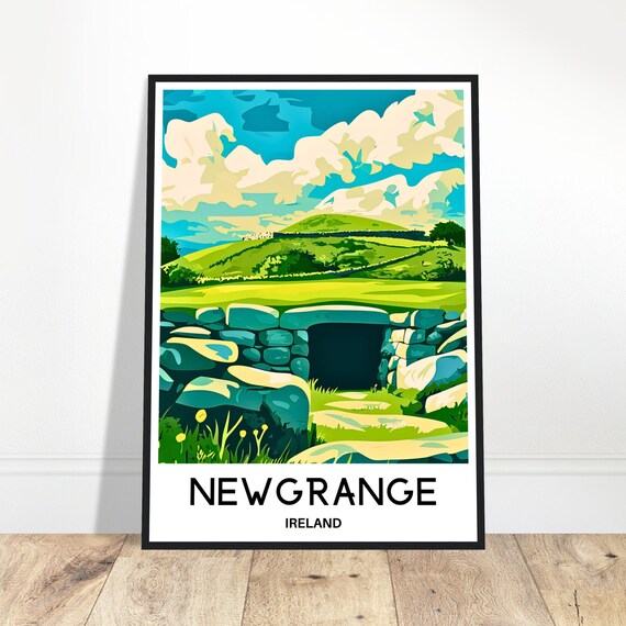 Newgrange Travel Print Poster Irish Art Ireland Lover Gift Wall Hanging Illustration Home Office Desk Decor
