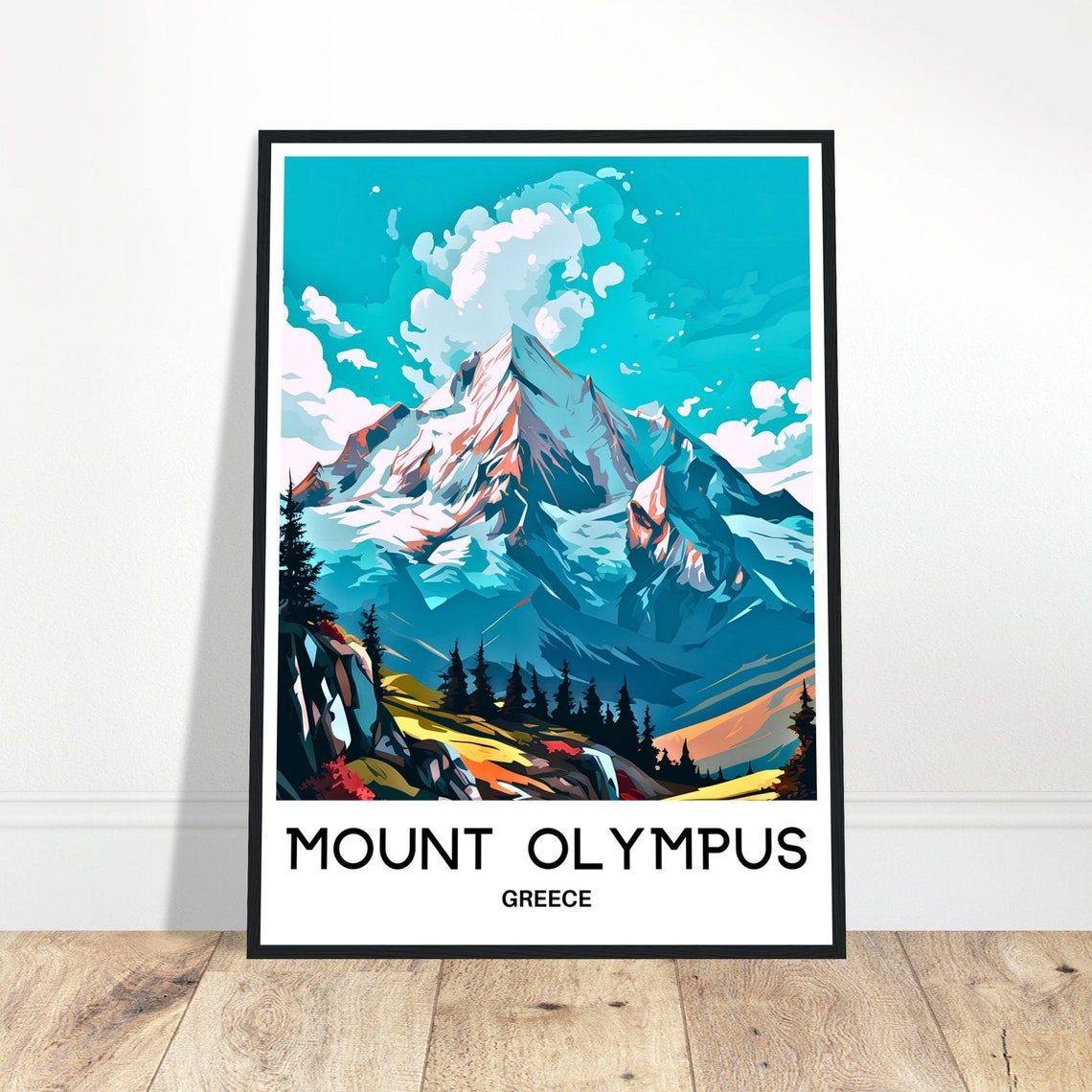 Mount Olympus Greece Snowy Peak Mythical Mountain Summit Poster