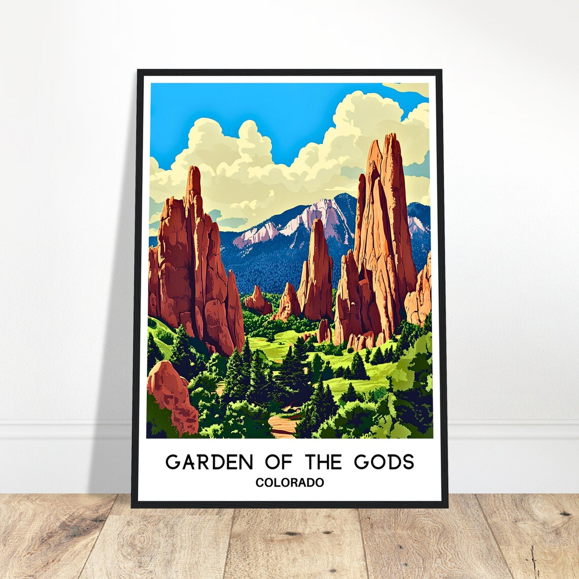 Garden Of The Gods Travel Print National Park Poster Art America Lover Gift Wall Hanging Home Decor Colorado Illustration