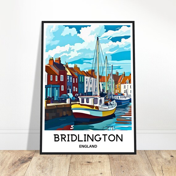 Bridlington Travel Print Poster English Art England Lover Gift Wall Hanging Home Office Room Decor Town Illustration