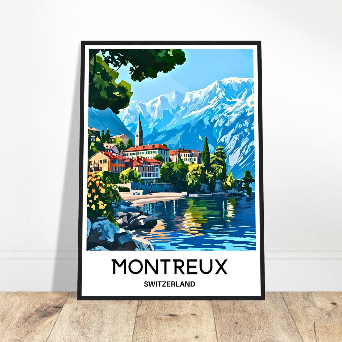 Montreux Travel Poster, Swiss Place Artwork