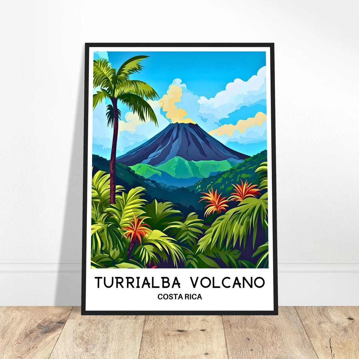 Turrialba Volcano Costa Rica Smoking Peak Jungle Travel Poster
