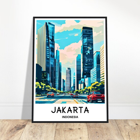 Jakarta Travel Print Poster Indonesian Art Indonesia Lover Gift Wall Hanging Illustration Home Office Decor