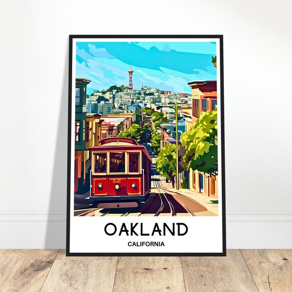 Oakland Travel Print Poster Art Lover Gift Wall Hanging Home Office Desk Decor Illustration