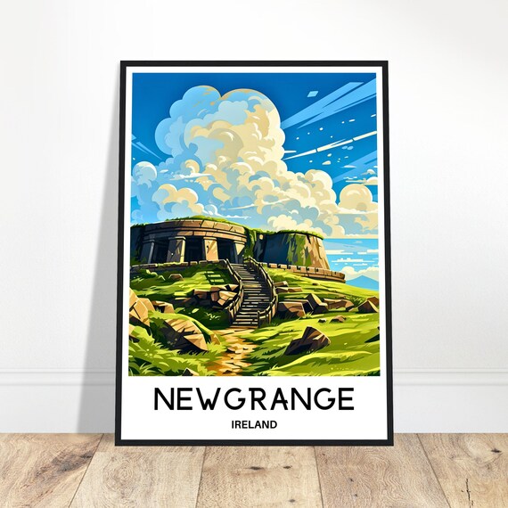 Newgrange Travel Print Poster Irish Art Ireland Lover Gift Wall Hanging Illustration Home Office Desk Decor