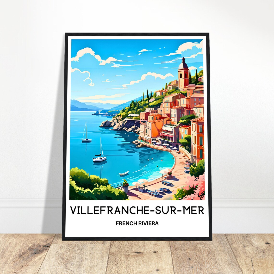 Villefranche-Sur-Mer Sailboat Harbor French Riviera Beach Poster