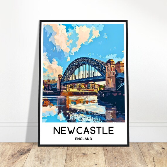 Newcastle Travel Print Bridge Poster English Art England Lover Gift Wall Hanging Home Office Decor Illustration
