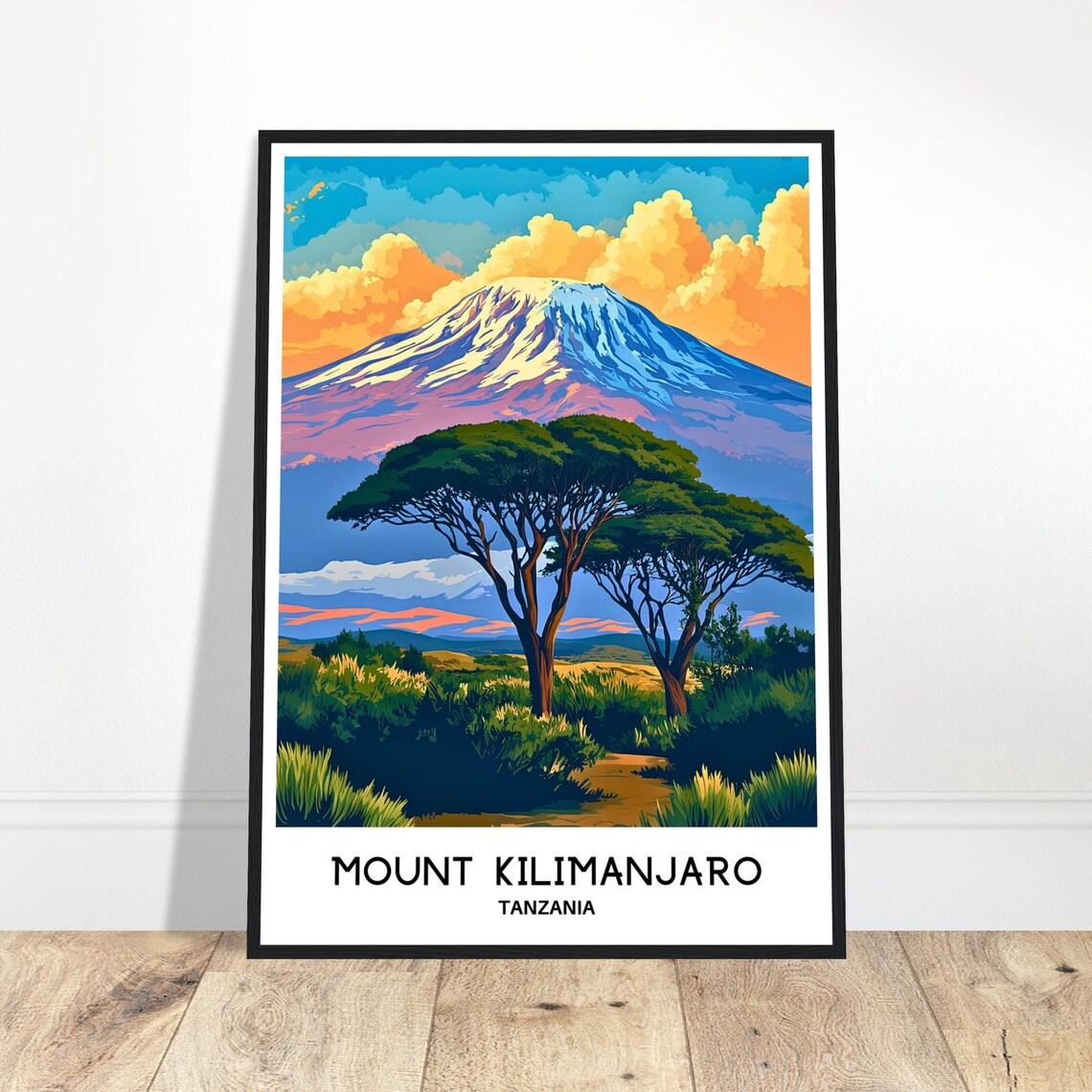 Mount Kilimanjaro Travel Poster, Tanzanian Art