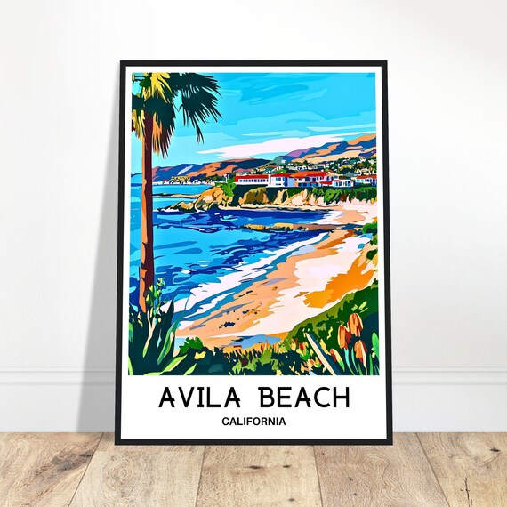Avila Beach Travel Print Poster Art Lover Gift Wall Hanging Illustration Home Office Room Decor