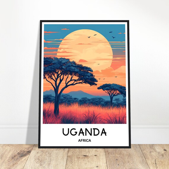 Uganda Travel Print Uganda Poster African Art Print Africa Lover Gift Wall Hanging Art Home Office Decor Uganda Illustration