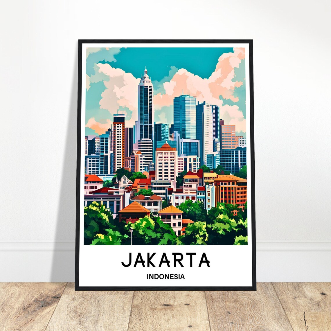 Jakarta Indonesia Modern City Skyline Skyscrapers Travel Poster