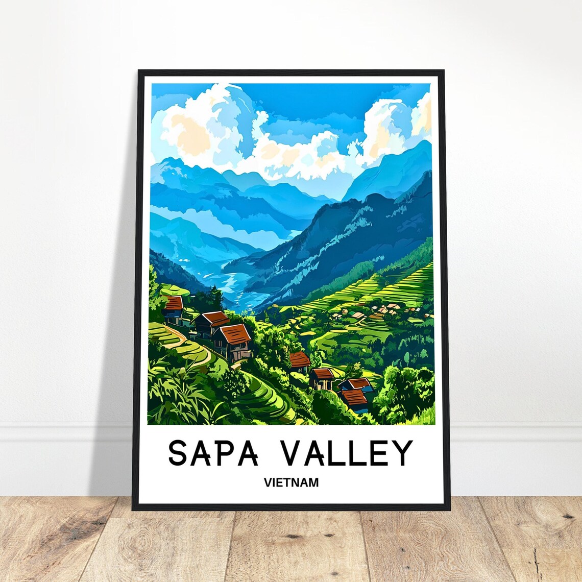 Sapa Valley Vietnam Rice Terraces Stilt Houses Travel Poster