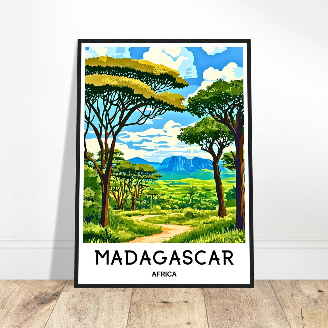Madagascar Africa Baobab Forest Valley Road Scene Travel Poster