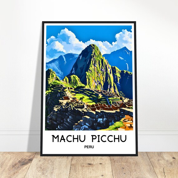 Machu Picchu Peru Ancient Inca Ruins Mountain Peaks Travel Poster
