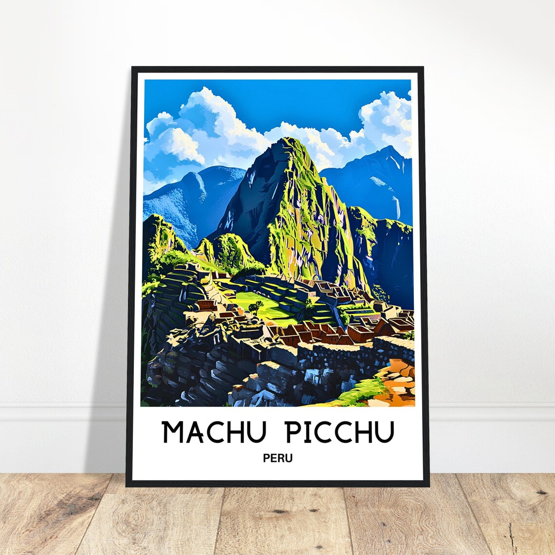 Machu Picchu Peru Ancient Inca Ruins Mountain Peaks Travel Poster