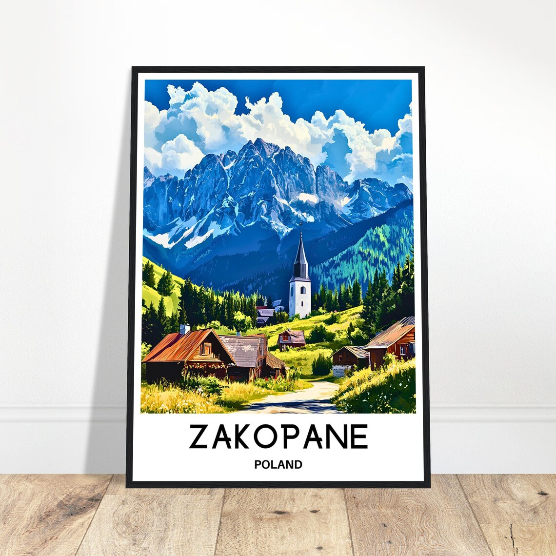 Zakopane Poland Colorful Tatra Mountain Town Illustration Poster